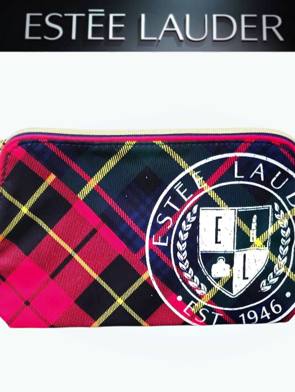 Estée Lauder Plaid Cosmetic Pouch